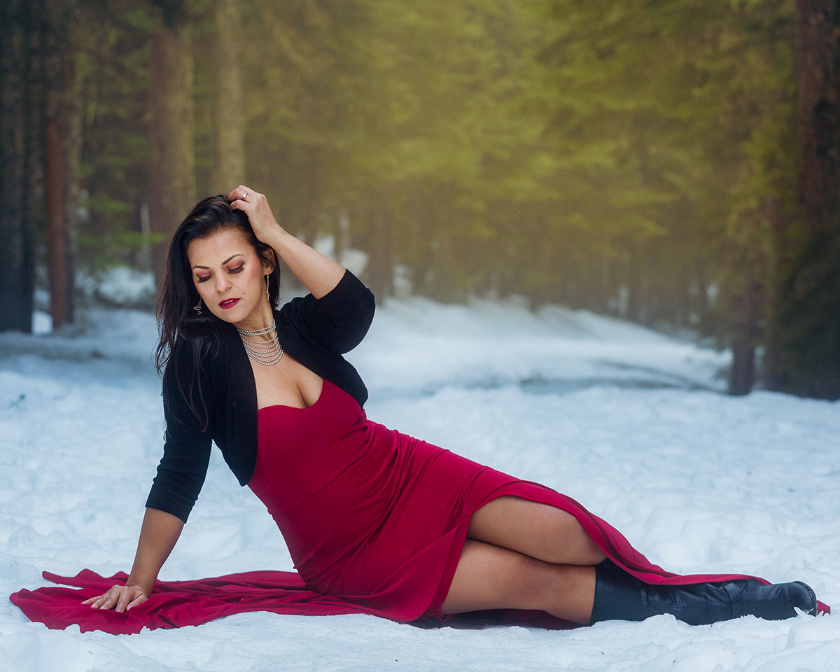 Woman photographed in the snow